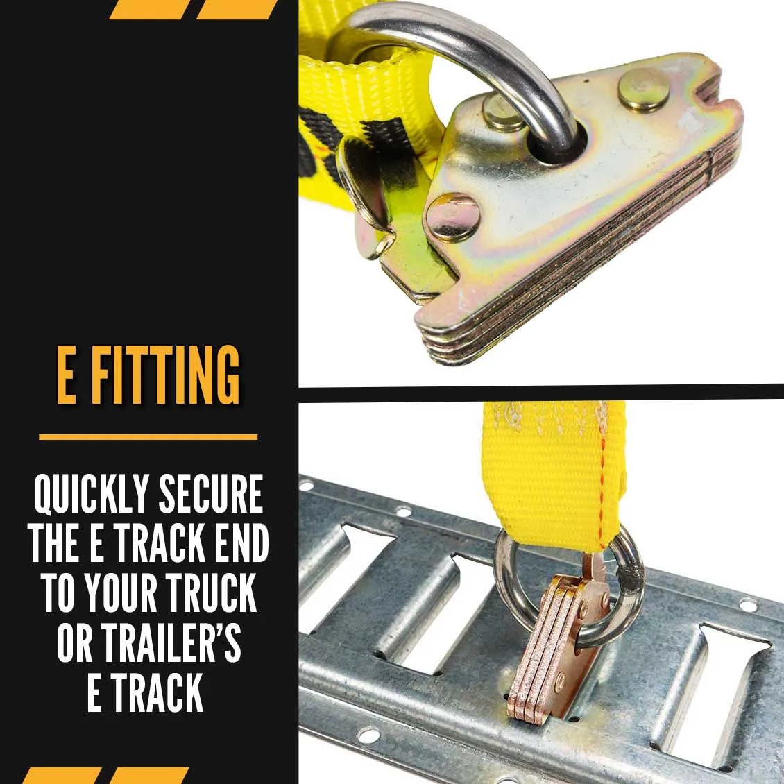 2" x 10' Tow Truck Ratchet Strap - E-Fitting / RTJ Cluster Hook | Yellow