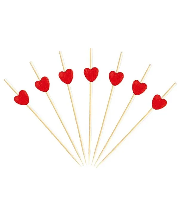 3.5" Red Heart Bamboo pick - 1,000/box