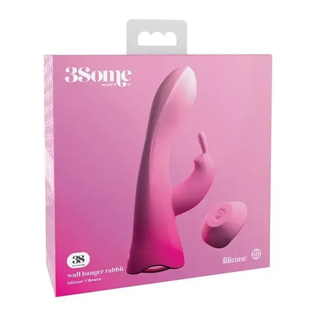 3Some Wall Banger Rabbit Rechargeable Remote-Controlled Silicone Vibrator With Suction Cup