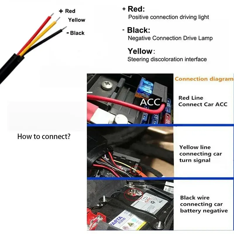 45Cm Led Drl Car Daytime Running Light Ice Blue / Yellow