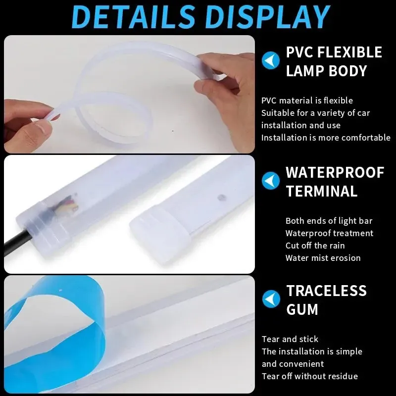 45Cm Led Drl Car Daytime Running Light Ice Blue / Yellow