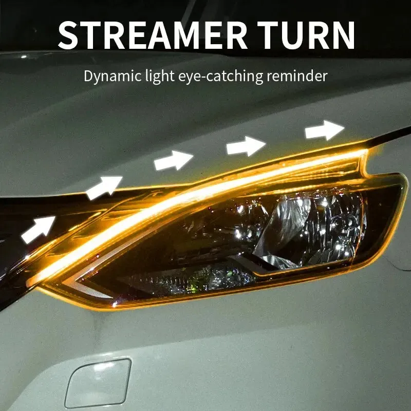 45Cm Led Drl Car Daytime Running Light Ice Blue / Yellow
