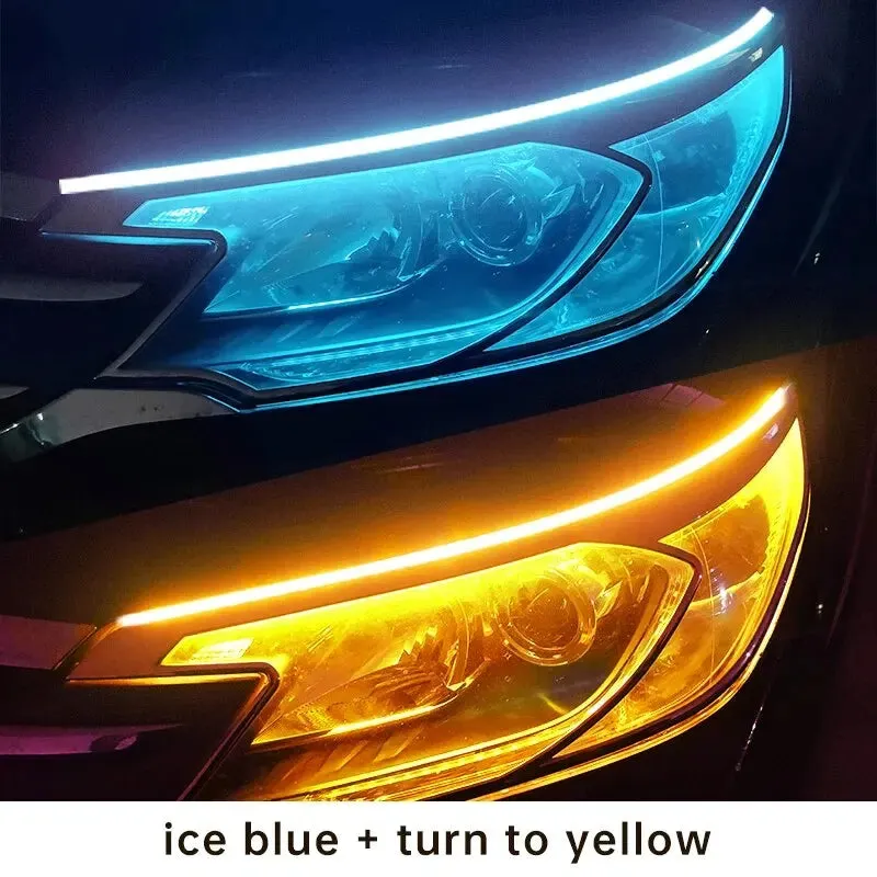 45Cm Led Drl Car Daytime Running Light Ice Blue / Yellow