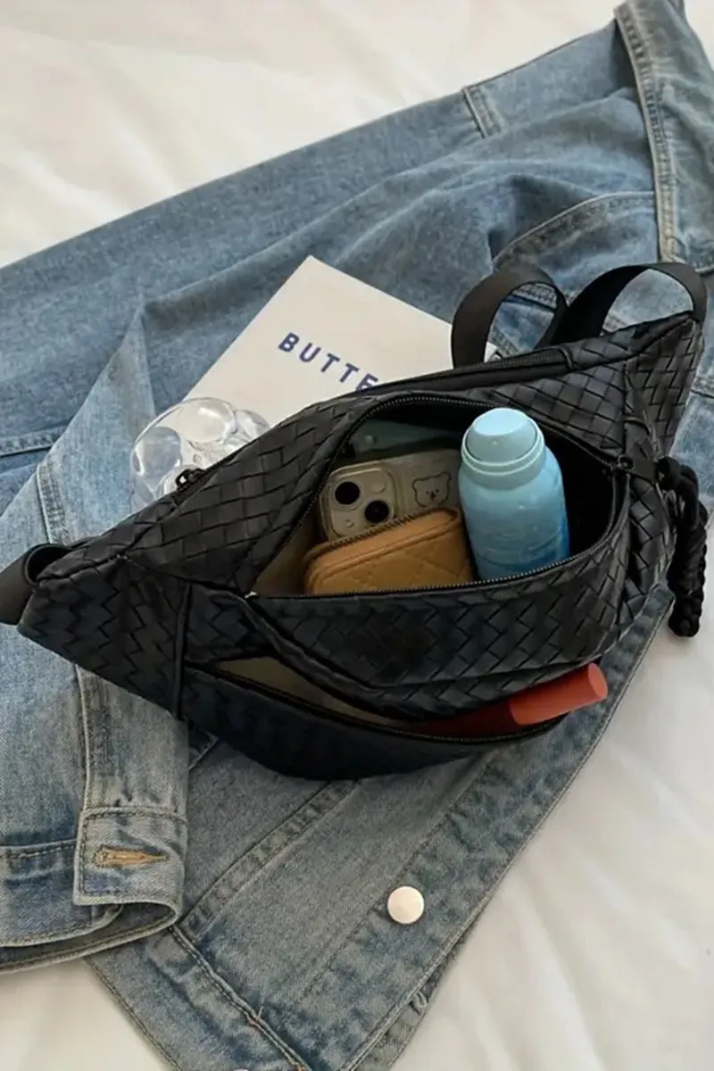 Atlas Weave Bum Bag - Black