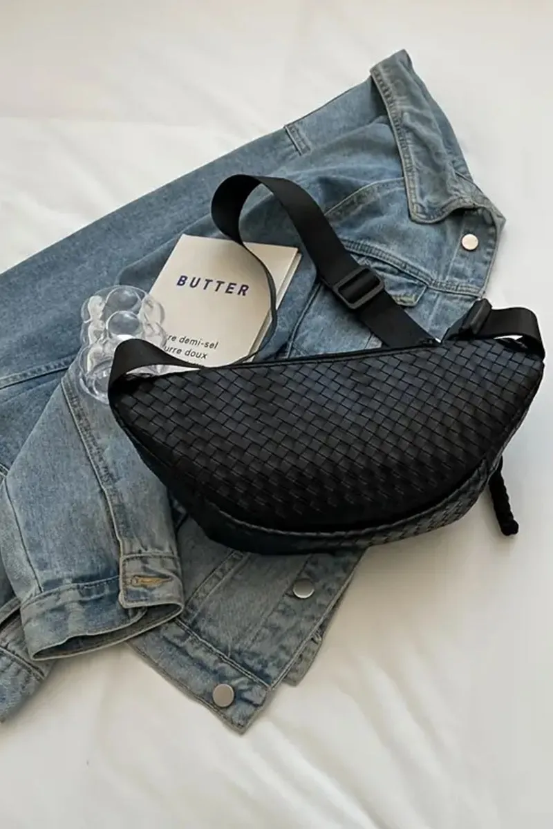 Atlas Weave Bum Bag - Black