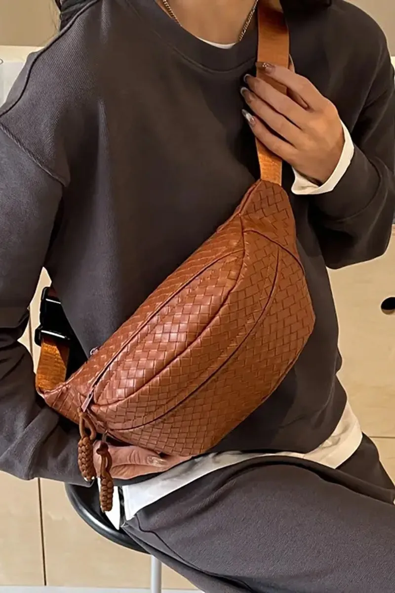 Atlas Weave Bum Bag - Camel