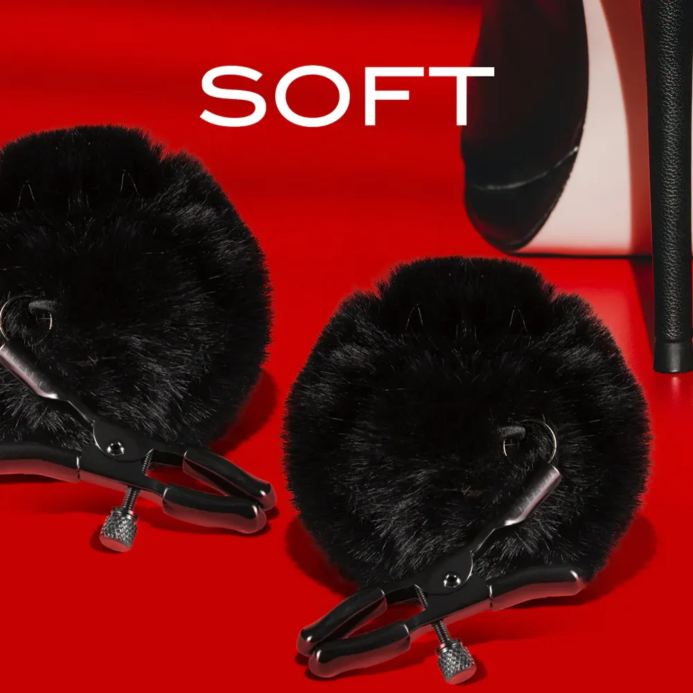 Blush Noir Pom Adjustable Nipple Clamps