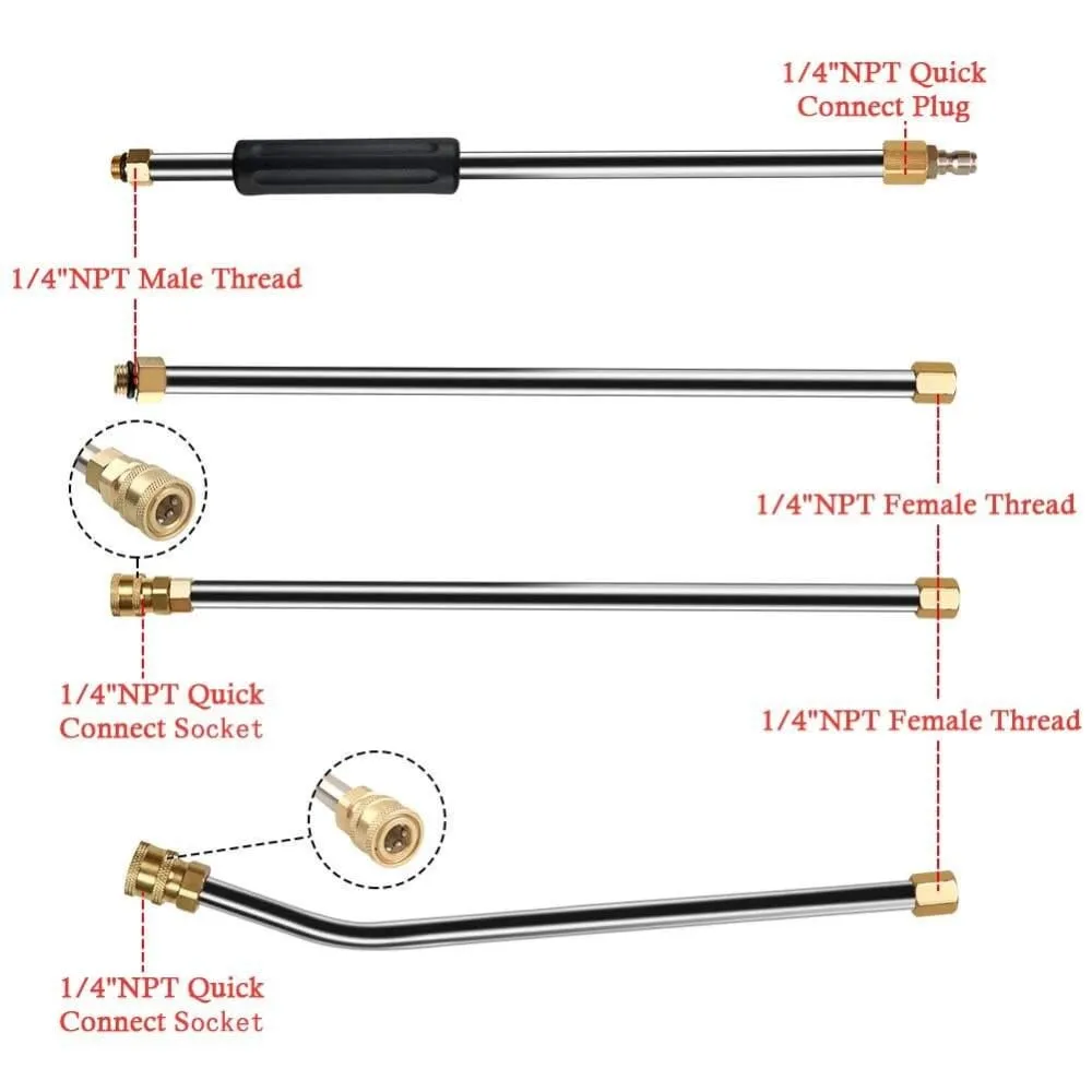 Car Washer Metal Jet Water Spray Lance Extension Wand Nozzle