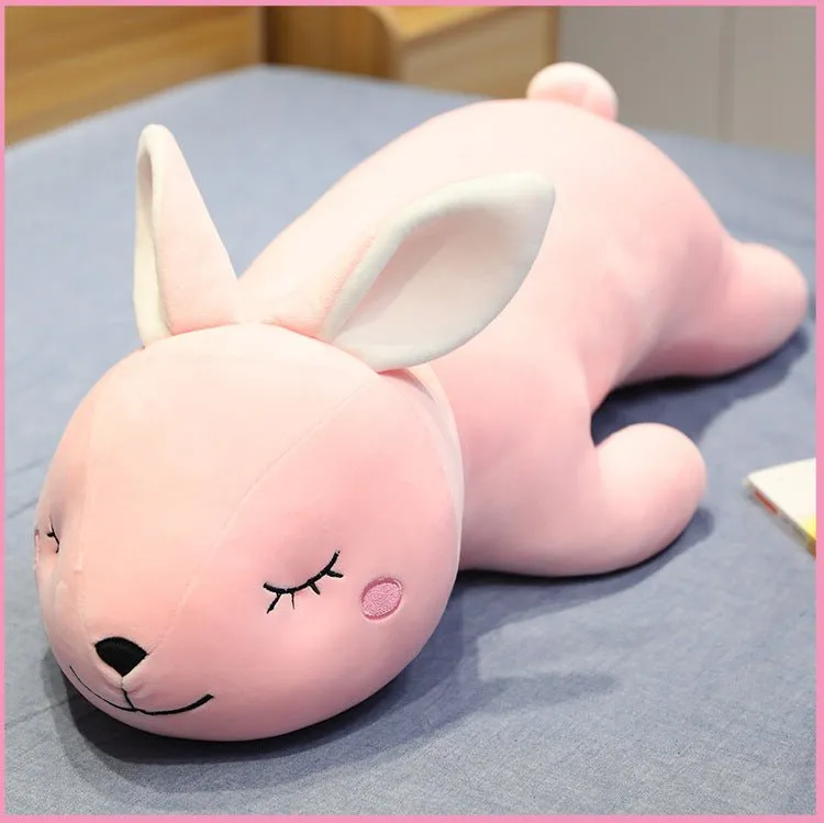 Cute Large Pink Lying Rabbit Plush Toy