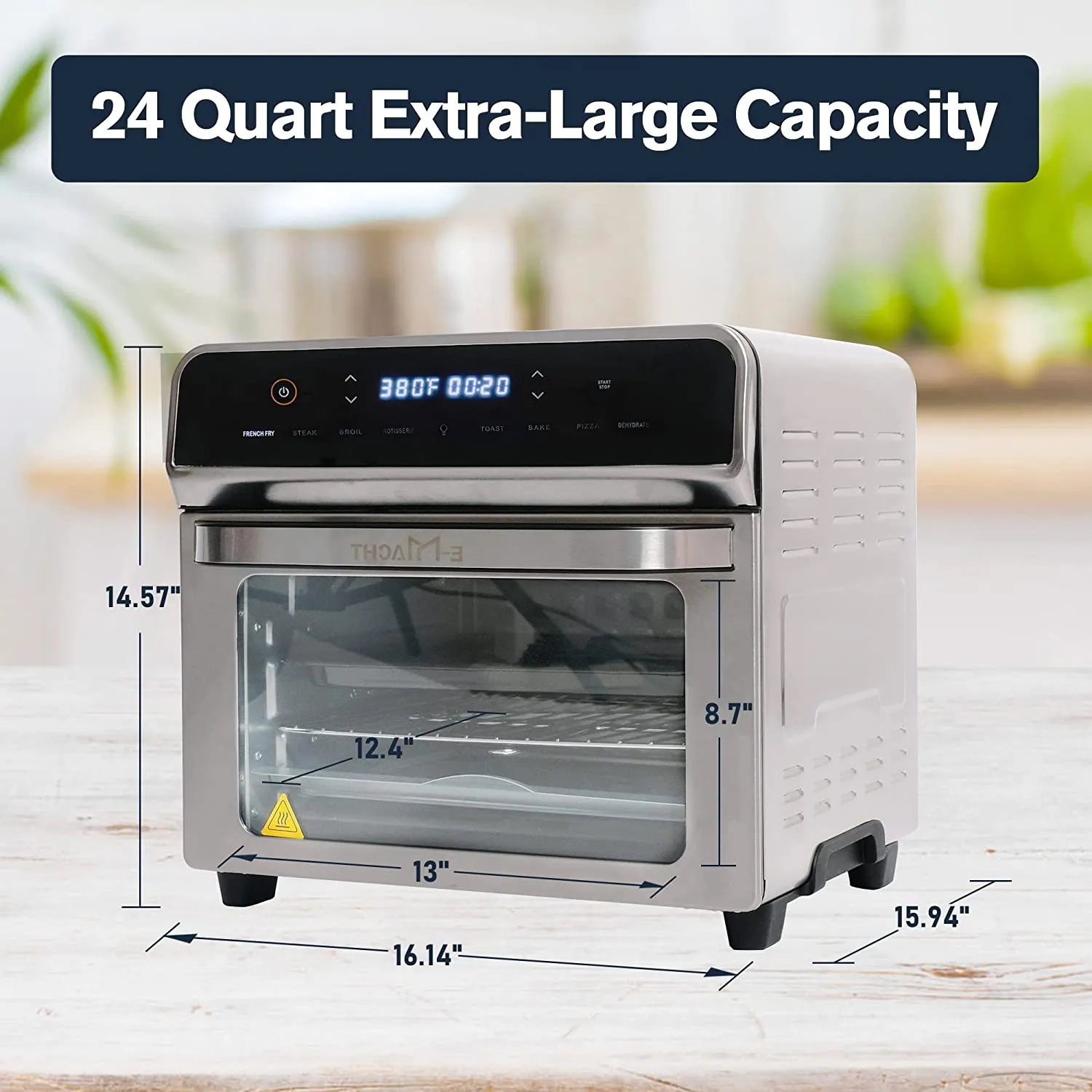 E-Macht 24 Quart Air Fryer Convection Toaster Oven Airfryer 10 Stainless Steel Small Appliance 1700W Large Airfryer