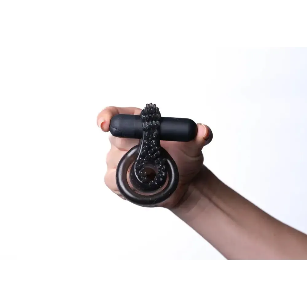 Jagger Rechargeable Vibrating Cock Ring Black Sleeve