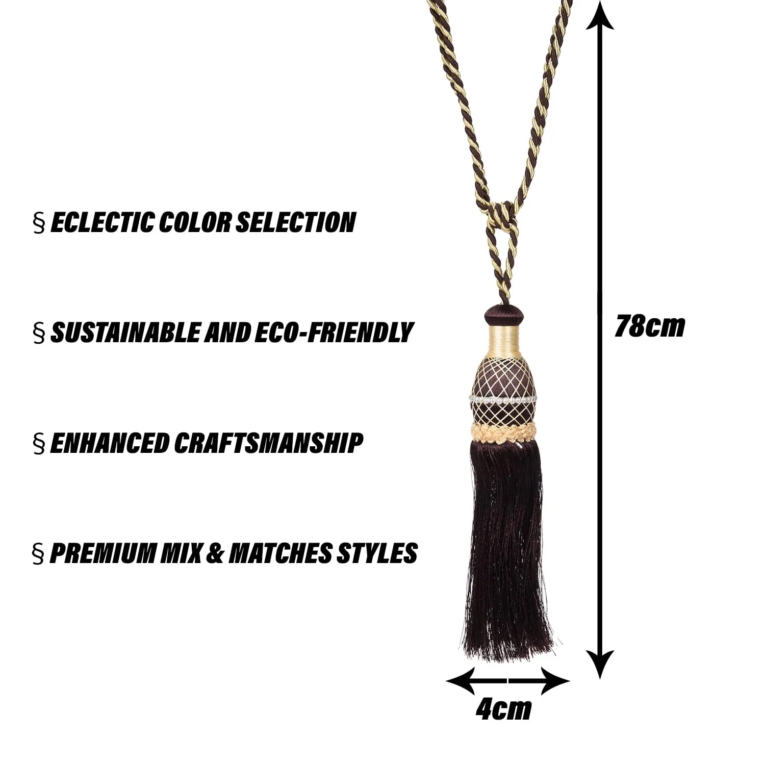 Kuber Industries Tassel | Curtain Tie Back Tassel Set | Curtain Holder Tieback | Curtain Tieback | Curtain Holder for Home & Office Décor | Moti Kit Pit Tassel | Brown