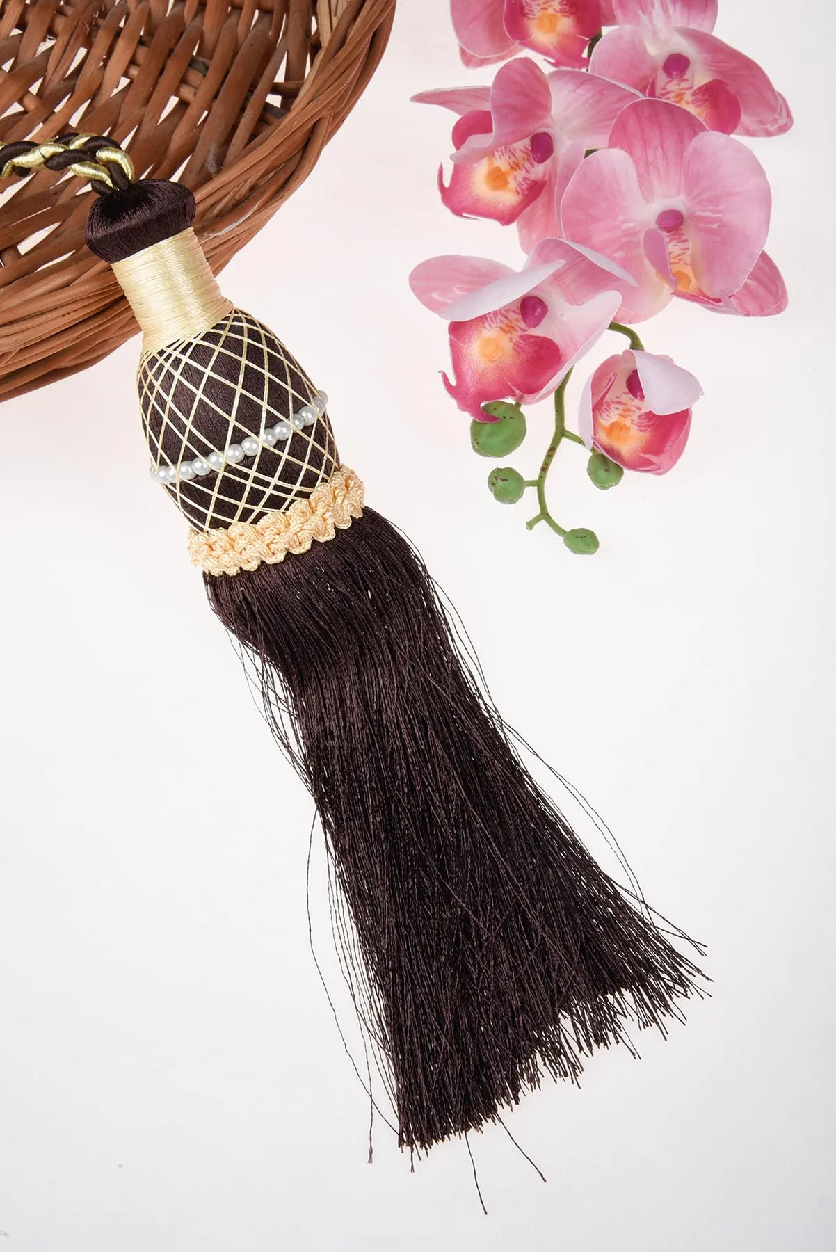 Kuber Industries Tassel | Curtain Tie Back Tassel Set | Curtain Holder Tieback | Curtain Tieback | Curtain Holder for Home & Office Décor | Moti Kit Pit Tassel | Brown