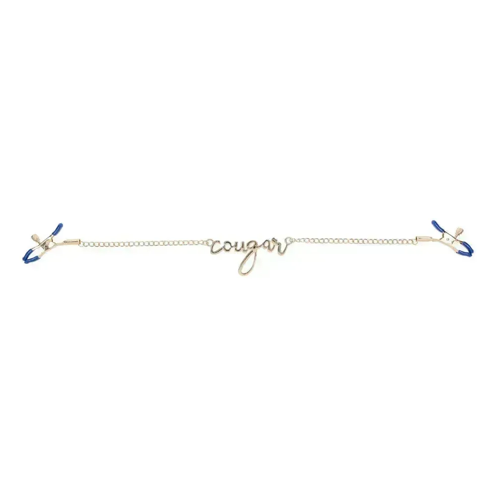 Sex & Mischief Cougar Nipple Clamps - Gold Nipple Clamps with 33 cm Chain