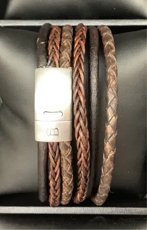 Steel & Barnett Leather Wrap Bracelet LBB/003 Dark Brown