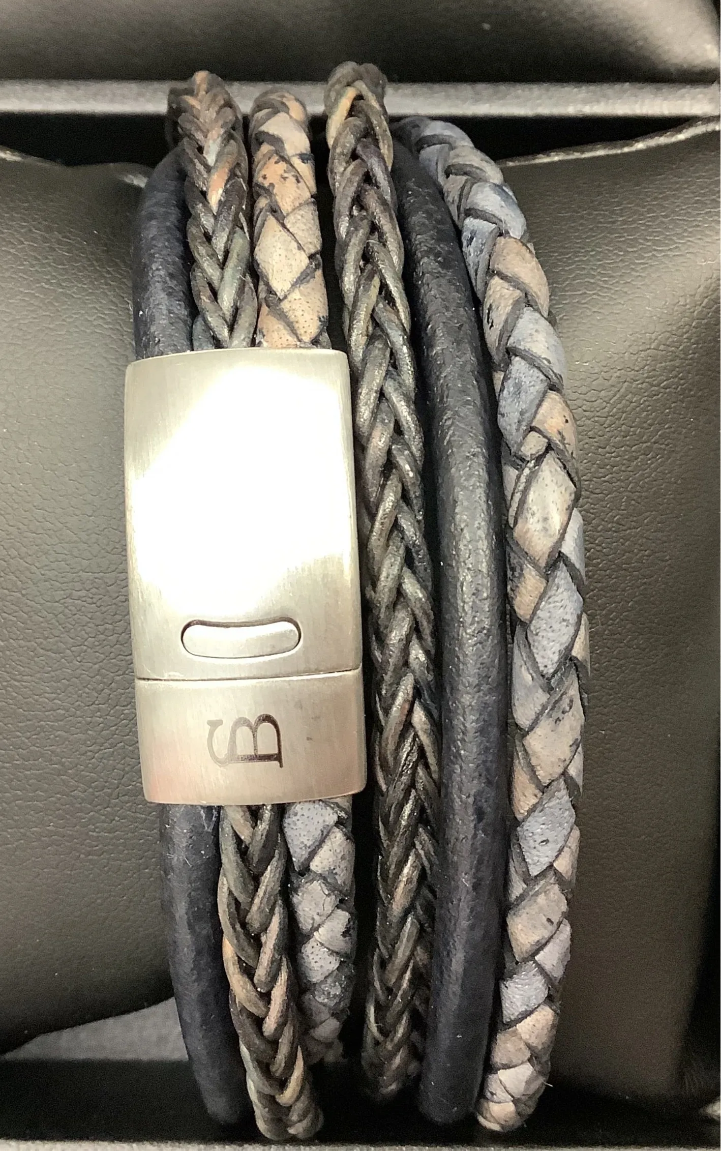 Steel & Barnett Leather Wrap Bracelet LBB/003 Denim Blue