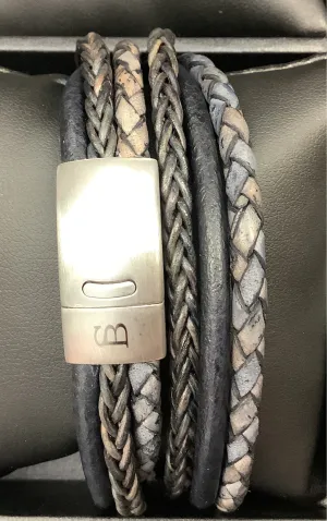 Steel & Barnett Leather Wrap Bracelet LBB/003 Denim Blue