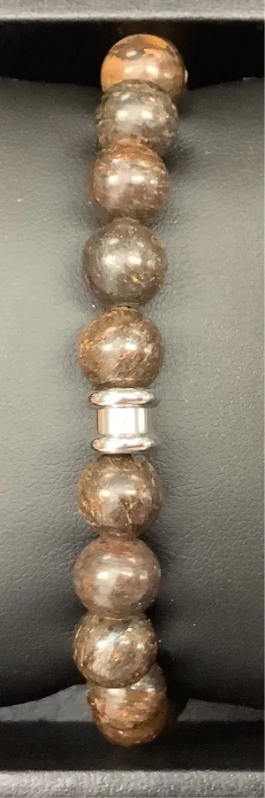 Steel & Barnett Stone Bead Bracelet SBB/010 Bronzite