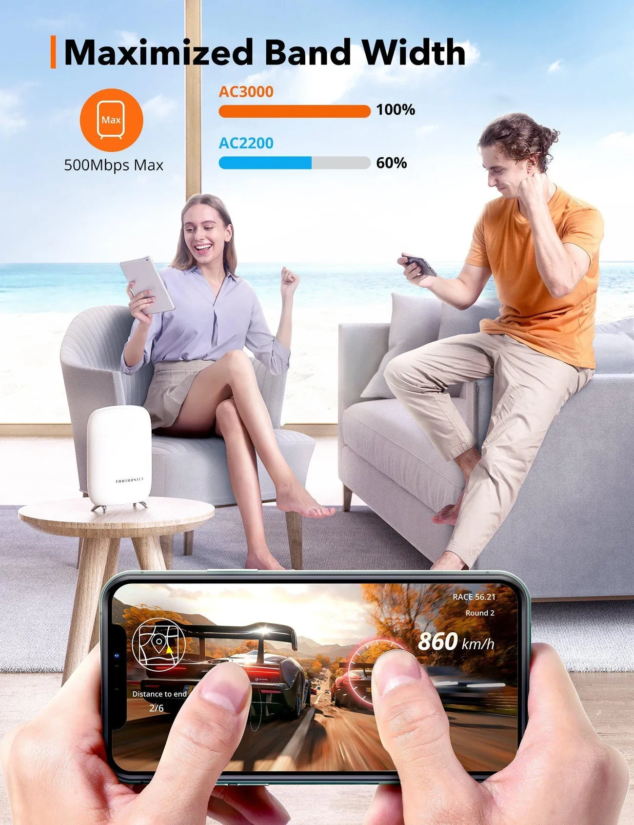TaoTronics Whole Home Mesh Wi-Fi Router System with Easy App Controls (2-Pack)