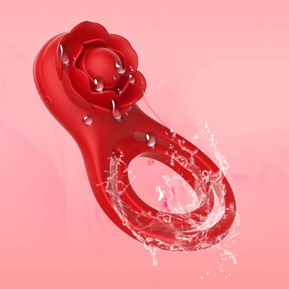 Vibrating Cock Ring Rose Sex Toys Penis Ring with App Control