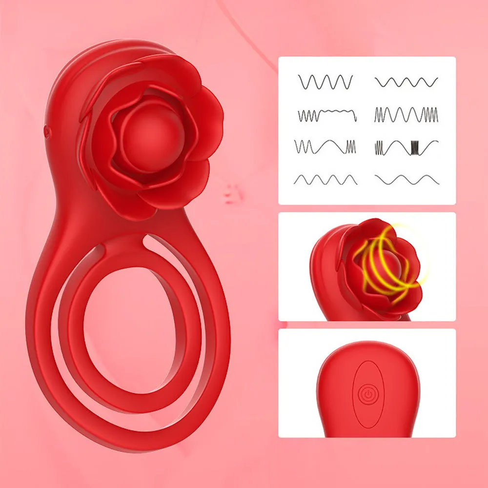 Vibrating Cock Ring Rose Sex Toys Penis Ring with App Control