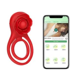 Vibrating Cock Ring Rose Sex Toys Penis Ring with App Control