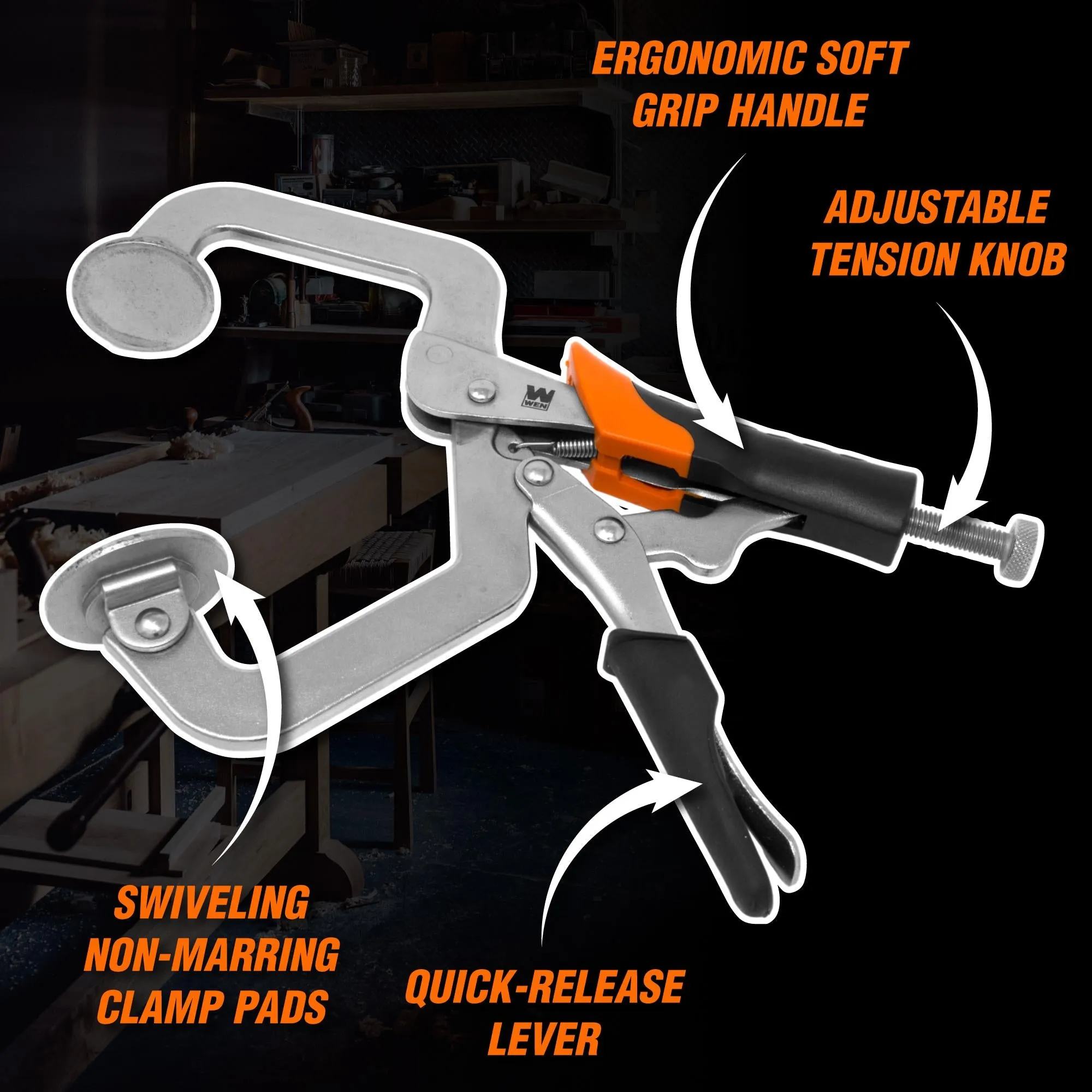 WEN CL327F 3-Inch Face Clamp for Woodworking and Pocket Hole Joinery