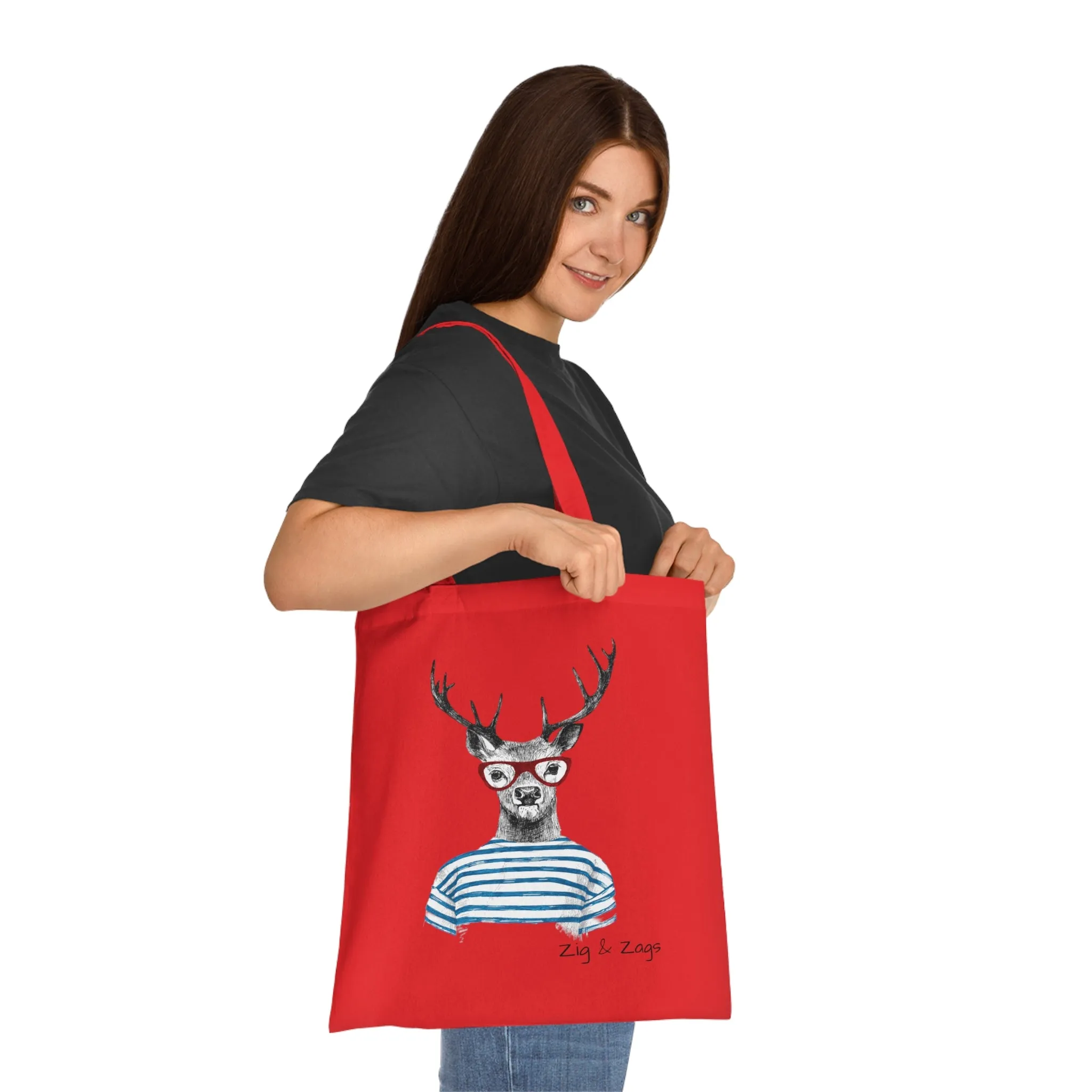 Wild and Free Stag Glasses Drawing Cotton Tote Bag